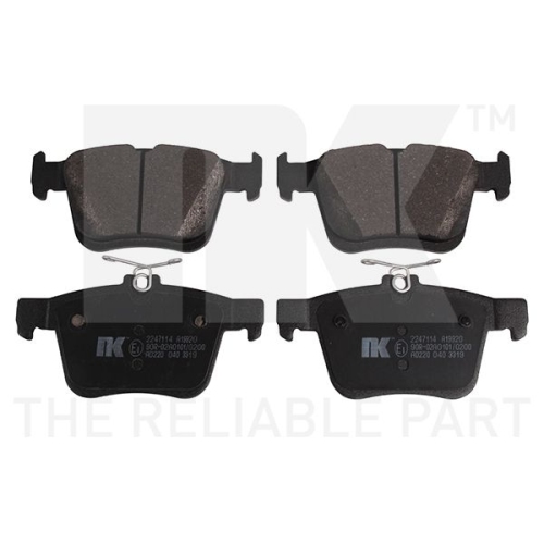 Bremsbelagsatz, Scheibenbremse NK 2247114 f&uuml;r AUDI SEAT SKODA VW, Hinterachse