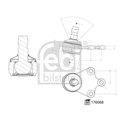 Trag-/F&uuml;hrungsgelenk FEBI BILSTEIN 176068 f&uuml;r TOYOTA, Vorderachse links, unten