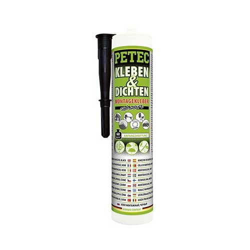 Glas-Metall-Klebstoff PETEC 94729 KLEBEN & DICHTEN MONTAGEKLEBER, SCHWARZ