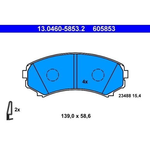 Bremsbelagsatz, Scheibenbremse ATE 13.0460-5853.2 f&uuml;r MITSUBISHI, Vorderachse