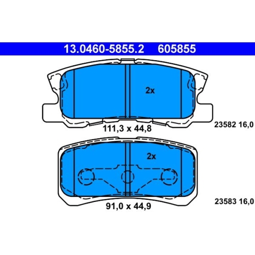 Bremsbelagsatz, Scheibenbremse ATE 13.0460-5855.2 f&uuml;r CHRYSLER CITRO&Euml;N FIAT JEEP