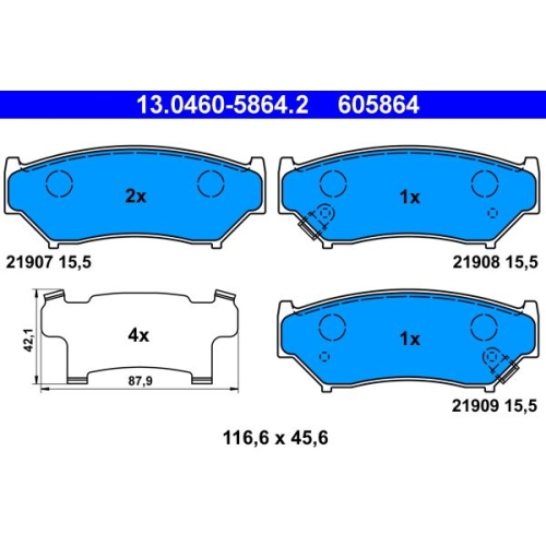 Bremsbelagsatz, Scheibenbremse ATE 13.0460-5864.2 f&uuml;r SUZUKI, Vorderachse