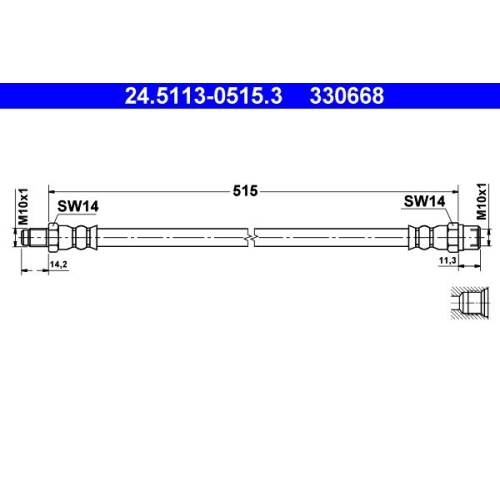 Bremsschlauch ATE 24.5113-0515.3 f&uuml;r MERCEDES-BENZ, Hinterachse
