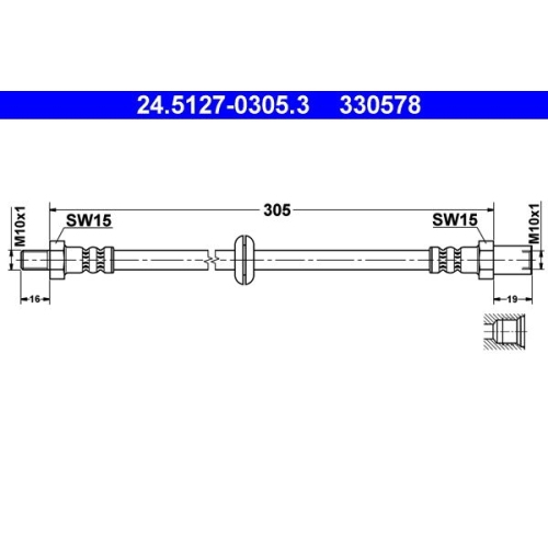 Bremsschlauch ATE 24.5127-0305.3 f&uuml;r LADA, Vorderachse