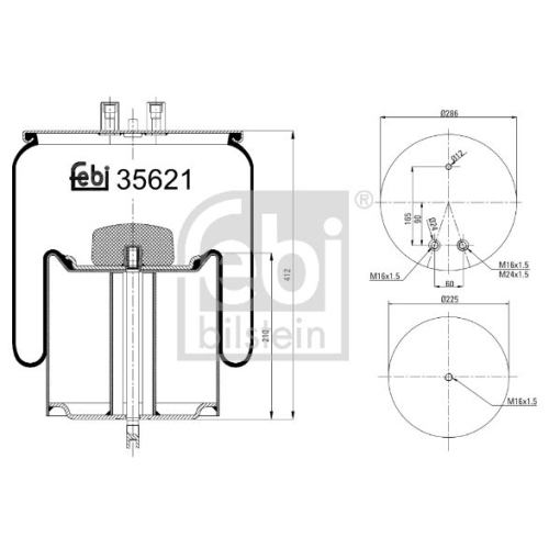 Febi Bilstein 35621 Luftfederbalg mit Stahlkolben , 1 St&uuml;ck