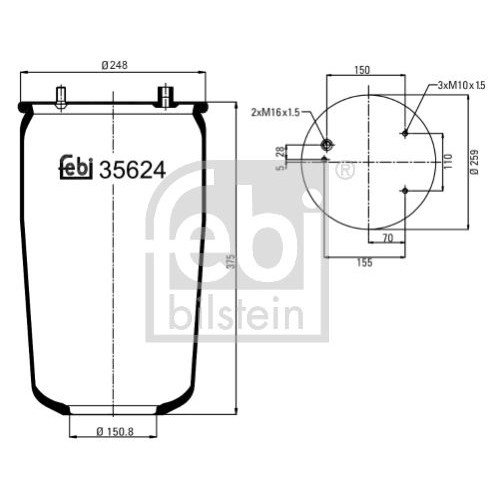 Febi Bilstein 35624 Luftfederbalg ohne Kolben , 1 St&uuml;ck
