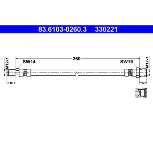 Bremsschlauch ATE 83.6103-0260.3 f&uuml;r BUESSING MAN