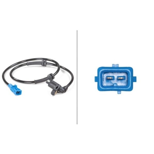 Sensor, Raddrehzahl HELLA 6PU 009 106-541 f&uuml;r PEUGEOT, Vorderachse, links