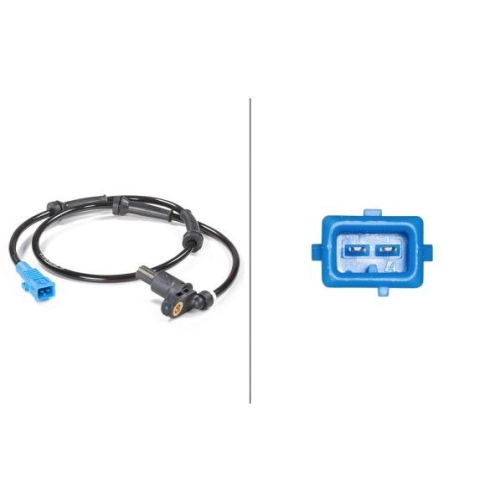 Sensor, Raddrehzahl HELLA 6PU 009 106-551 f&uuml;r PEUGEOT, Hinterachse, links