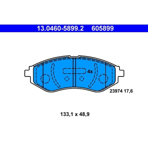 Bremsbelagsatz, Scheibenbremse ATE 13.0460-5899.2 f&uuml;r CHEVROLET DAEWOO