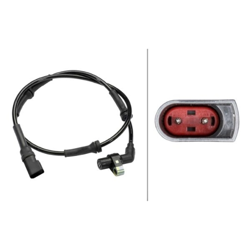 Sensor, Raddrehzahl HELLA 6PU 009 106-651 f&uuml;r FORD MAZDA, Vorderachse, links