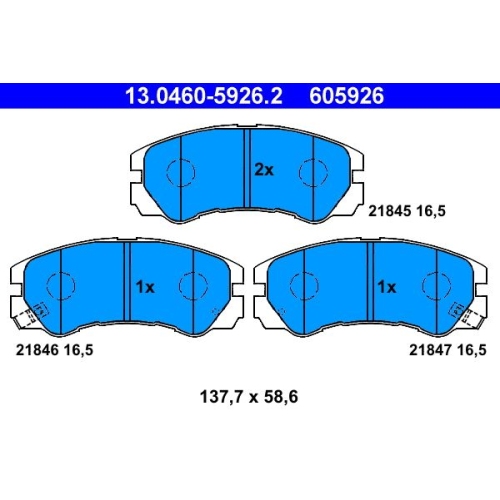 Bremsbelagsatz, Scheibenbremse ATE 13.0460-5926.2 f&uuml;r ISUZU OPEL, Vorderachse