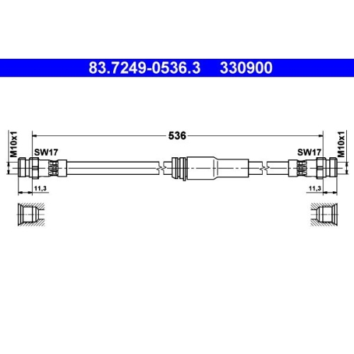 Bremsschlauch ATE 83.7249-0536.3 f&uuml;r VAG, Vorderachse