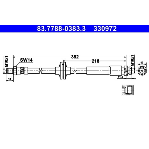 Bremsschlauch ATE 83.7788-0383.3 f&uuml;r MAZDA VOLVO, Hinterachse, Vorderachse