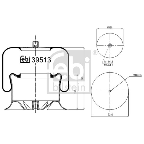 Febi Bilstein 39513 Luftfederbalg mit Stahlkolben , 1 St&uuml;ck