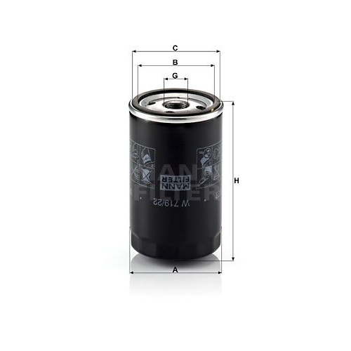 &Ouml;lfilter MANN-FILTER W 719/22 f&uuml;r FORD PORSCHE
