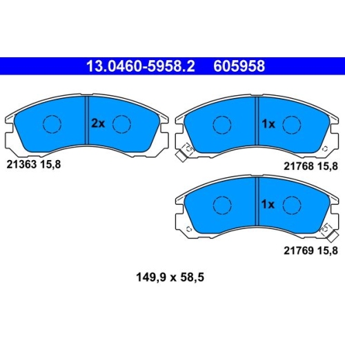 Bremsbelagsatz, Scheibenbremse ATE 13.0460-5958.2 f&uuml;r CITRO&Euml;N MITSUBISHI PEUGEOT
