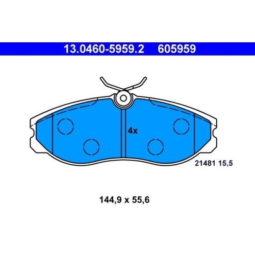 Bremsbelagsatz, Scheibenbremse ATE 13.0460-5959.2 f&uuml;r FORD NISSAN, Vorderachse