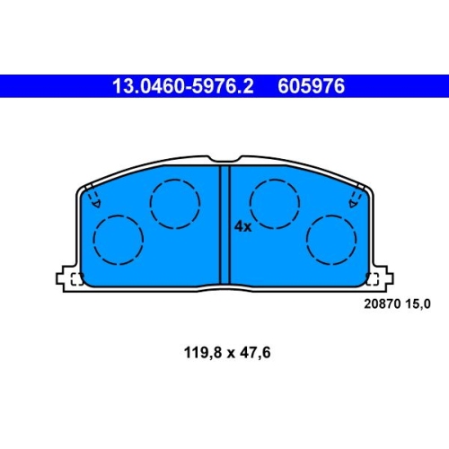 Bremsbelagsatz, Scheibenbremse ATE 13.0460-5976.2 f&uuml;r TOYOTA, Vorderachse