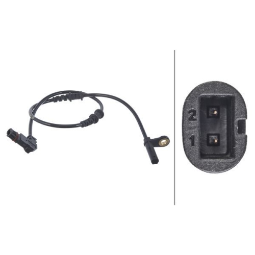 Sensor, Raddrehzahl HELLA 6PU 012 039-711 f&uuml;r MERCEDES-BENZ EVOBUS, Vorderachse