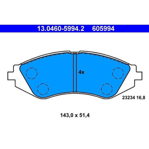 Bremsbelagsatz, Scheibenbremse ATE 13.0460-5994.2 f&uuml;r CHEVROLET DAEWOO