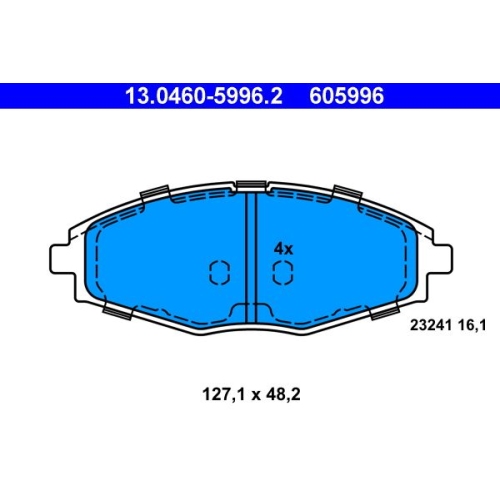 Bremsbelagsatz, Scheibenbremse ATE 13.0460-5996.2 f&uuml;r CHEVROLET DAEWOO
