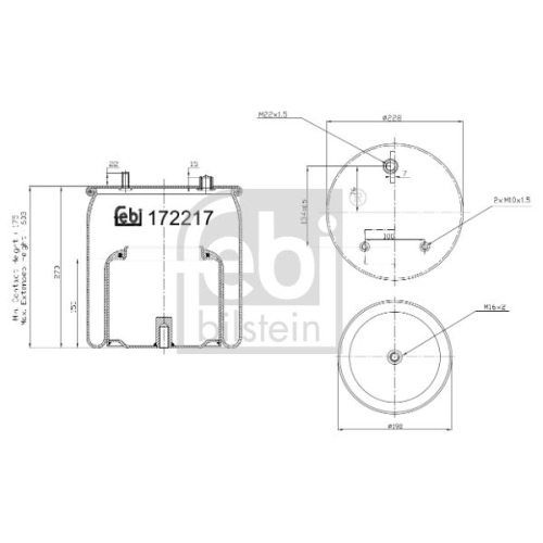 Febi Bilstein 172217 Luftfederbalg mit Stahlkolben, 1 St&uuml;ck