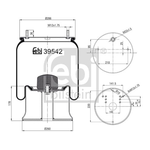 Febi Bilstein 39542 Luftfederbalg mit Stahlkolben , 1 St&uuml;ck