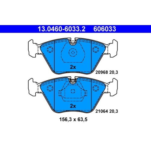 Bremsbelagsatz, Scheibenbremse ATE 13.0460-6033.2 f&uuml;r BMW, Vorderachse