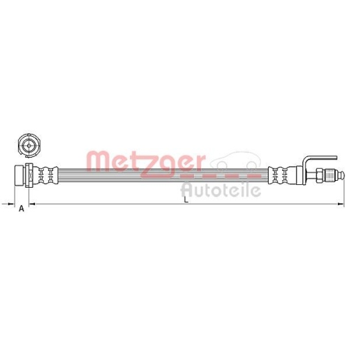 Bremsschlauch METZGER 4111334 f&uuml;r FORD, vorne links, vorne rechts