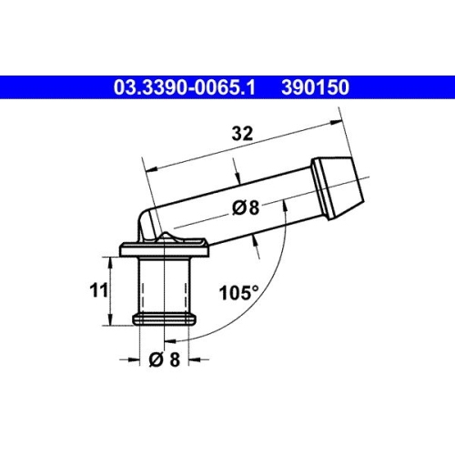 Anschlussstutzen, Schlauchleitung ATE 03.3390-0065.1 f&uuml;r HANOMAG HENSCHEL TALBOT