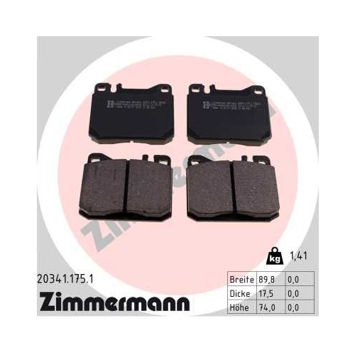 Bremsbelagsatz, Scheibenbremse ZIMMERMANN 20341.175.1 f&uuml;r MERCEDES-BENZ
