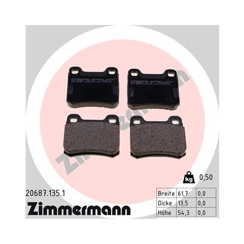 Bremsbelagsatz, Scheibenbremse ZIMMERMANN 20687.135.1 f&uuml;r MERCEDES-BENZ