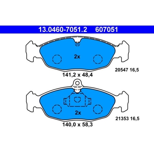 Bremsbelagsatz, Scheibenbremse ATE 13.0460-7051.2 f&uuml;r OPEL CHEVROLET DAEWOO