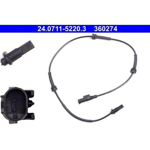 Sensor, Raddrehzahl ATE 24.0711-5220.3 f&uuml;r FIAT FORD, Hinterachse