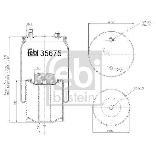Febi Bilstein 35675 Luftfederbalg mit Stahlkolben und Kolbenstange , 1 St&uuml;ck