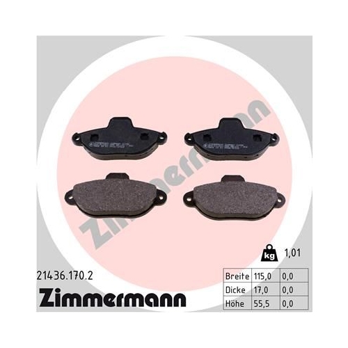 Bremsbelagsatz, Scheibenbremse ZIMMERMANN 21436.170.2 f&uuml;r FIAT, Vorderachse