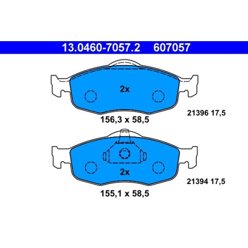 Bremsbelagsatz, Scheibenbremse ATE 13.0460-7057.2 f&uuml;r FORD, Vorderachse