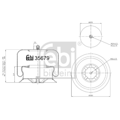 Febi Bilstein 35679 Luftfederbalg mit Stahlkolben , 1 St&uuml;ck