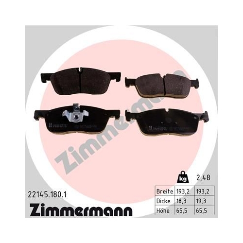 Bremsbelagsatz, Scheibenbremse ZIMMERMANN 22145.180.1 f&uuml;r JAGUAR LAND ROVER