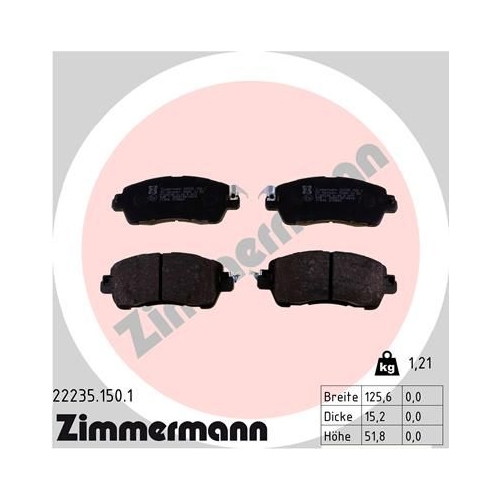 Bremsbelagsatz, Scheibenbremse ZIMMERMANN 22235.150.1 f&uuml;r MAZDA, Vorderachse