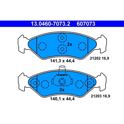 Bremsbelagsatz, Scheibenbremse ATE 13.0460-7073.2 f&uuml;r FORD MAZDA, Vorderachse