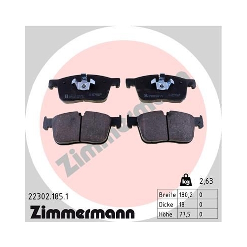 Bremsbelagsatz, Scheibenbremse ZIMMERMANN 22302.185.1 f&uuml;r JAGUAR LAND ROVER
