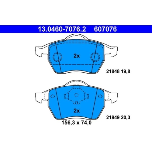 Bremsbelagsatz, Scheibenbremse ATE 13.0460-7076.2 f&uuml;r FORD SEAT VAG, Vorderachse