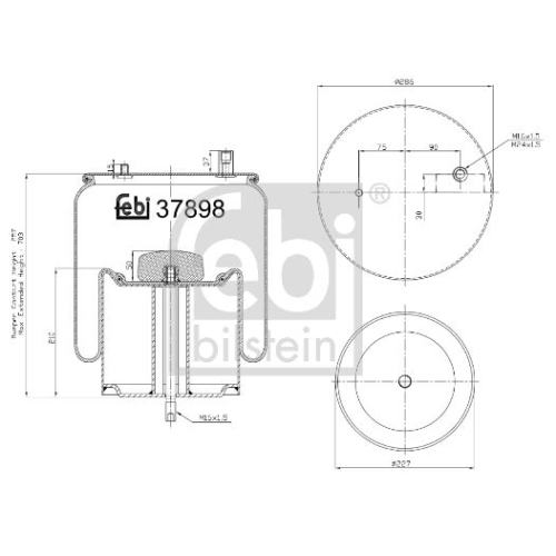 Febi Bilstein 37898 Luftfederbalg mit Stahlkolben , 1 St&uuml;ck