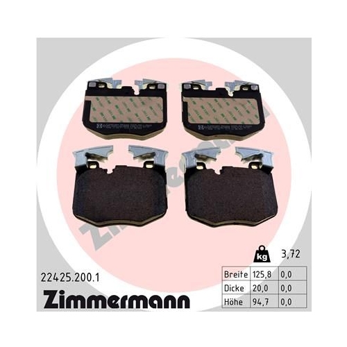 Bremsbelagsatz, Scheibenbremse ZIMMERMANN 22425.200.1 f&uuml;r BMW TOYOTA