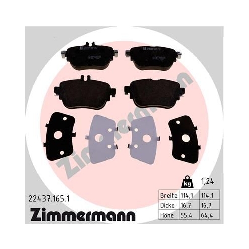 Bremsbelagsatz, Scheibenbremse ZIMMERMANN 22437.165.1 f&uuml;r MERCEDES-BENZ