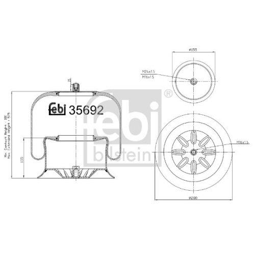 Febi Bilstein 35692 Luftfederbalg mit Stahlkolben , 1 St&uuml;ck