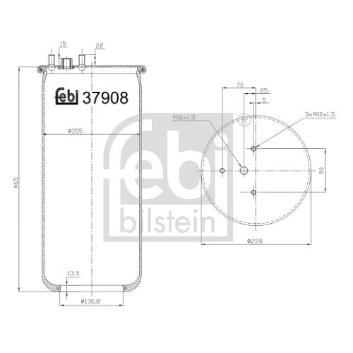 Febi Bilstein 37908 Luftfederbalg ohne Kolben , 1 St&uuml;ck