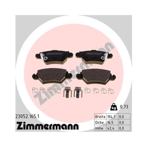 Bremsbelagsatz, Scheibenbremse ZIMMERMANN 23052.165.1 f&uuml;r OPEL VAUXHALL